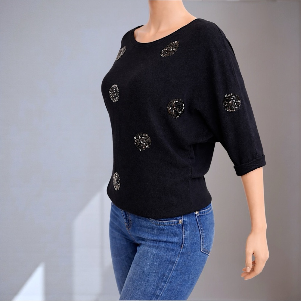 New York & Company Black Sequin Blouse - Picture 2 of 11